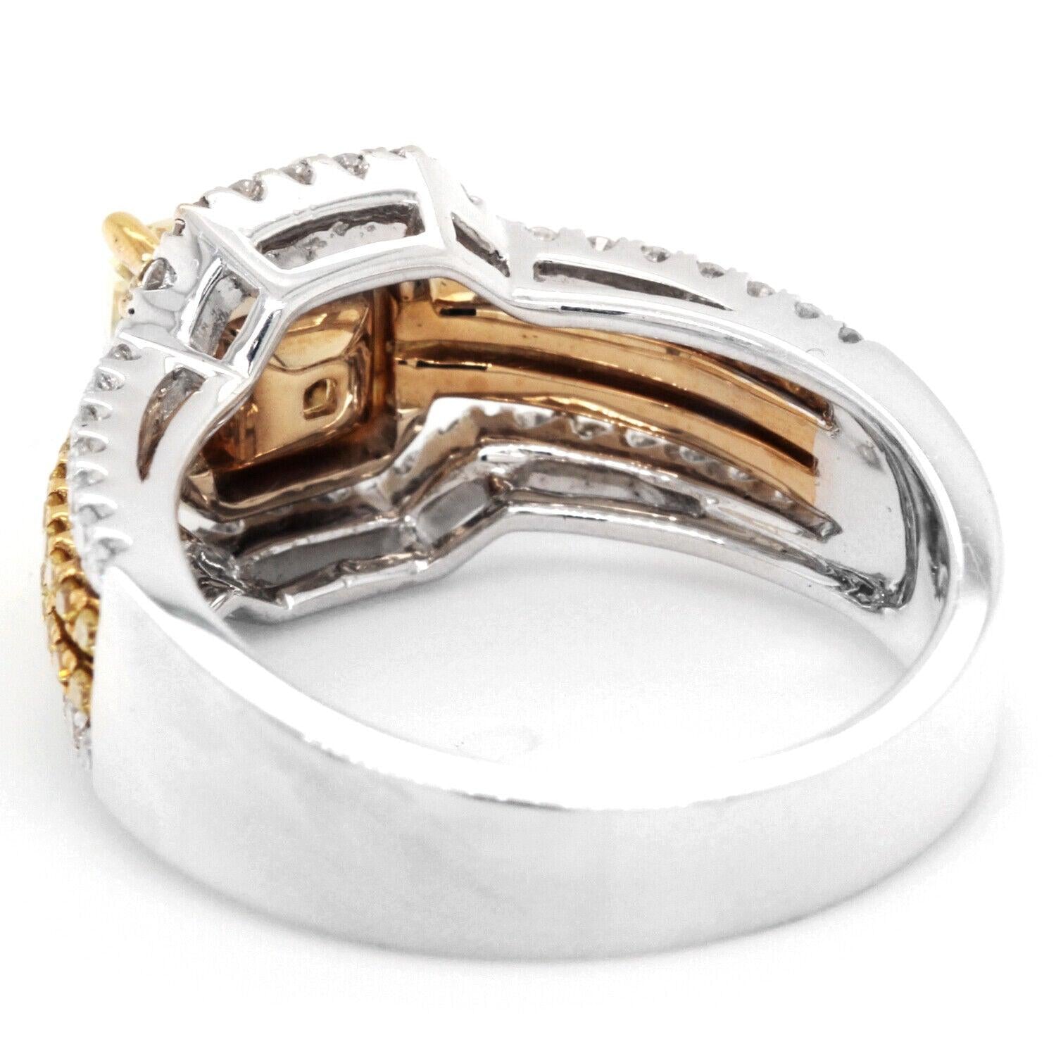 Radiant-Cut Yellow Diamond Ring with 18k Gold Dual Bands Size 6