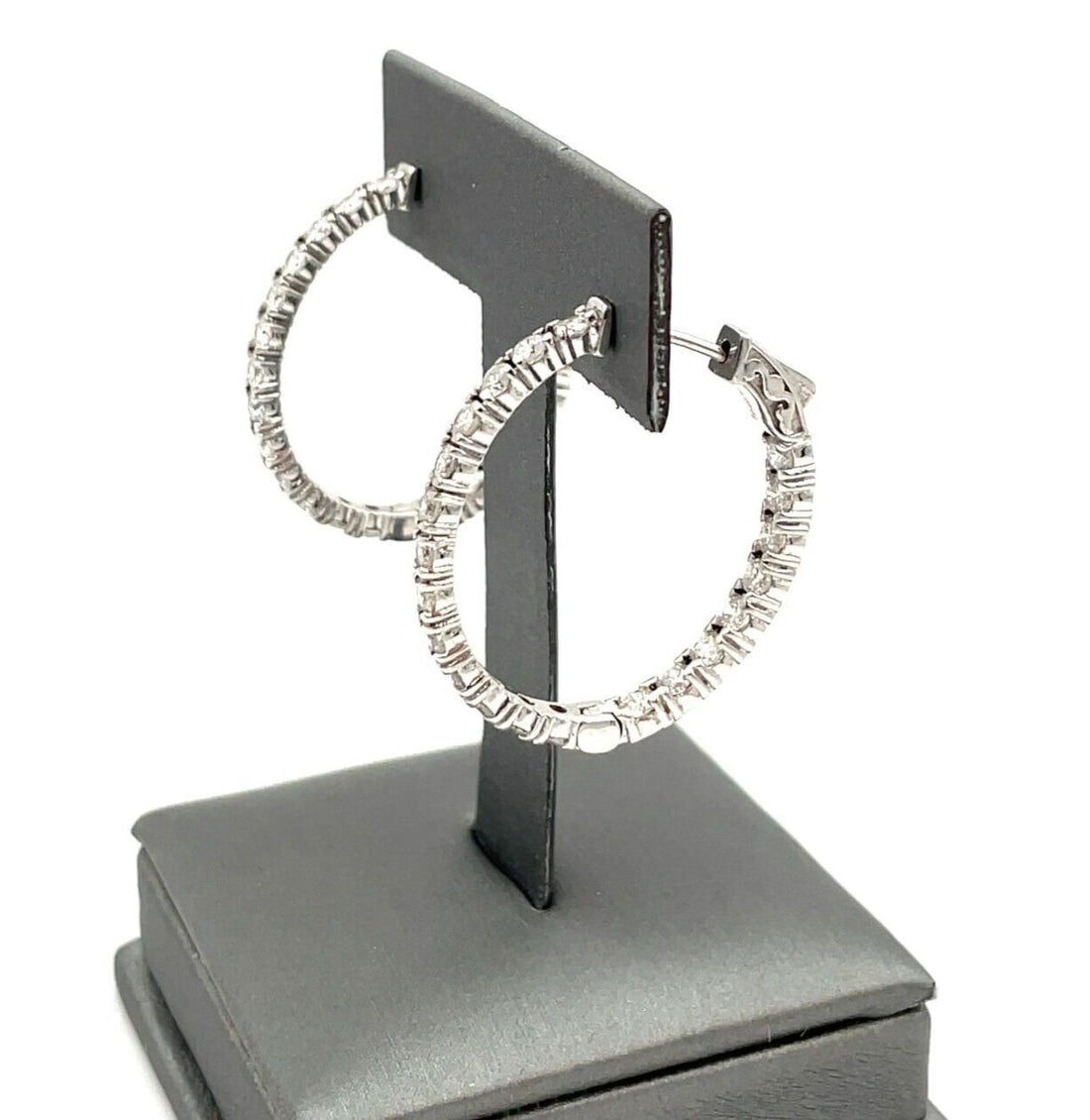 Natural 3.14ct Diamond 14k G-H  VS-clarity Hoop Earrings