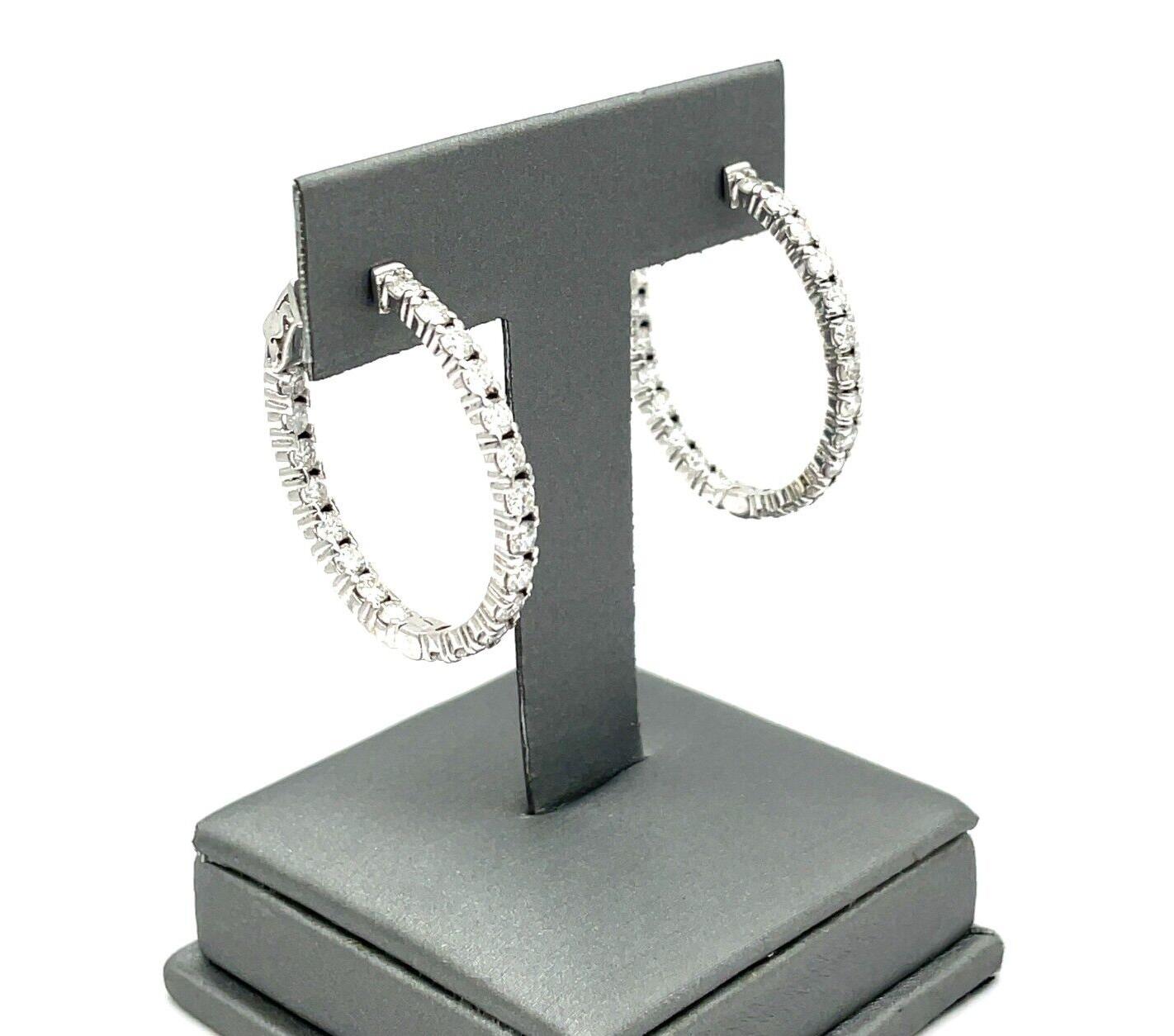 Natural 3.14ct Diamond 14k G-H  VS-clarity Hoop Earrings