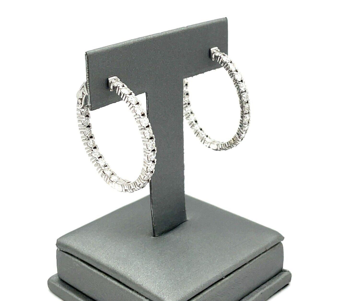 Natural 3.14ct Diamond 14k G-H  VS-clarity Hoop Earrings