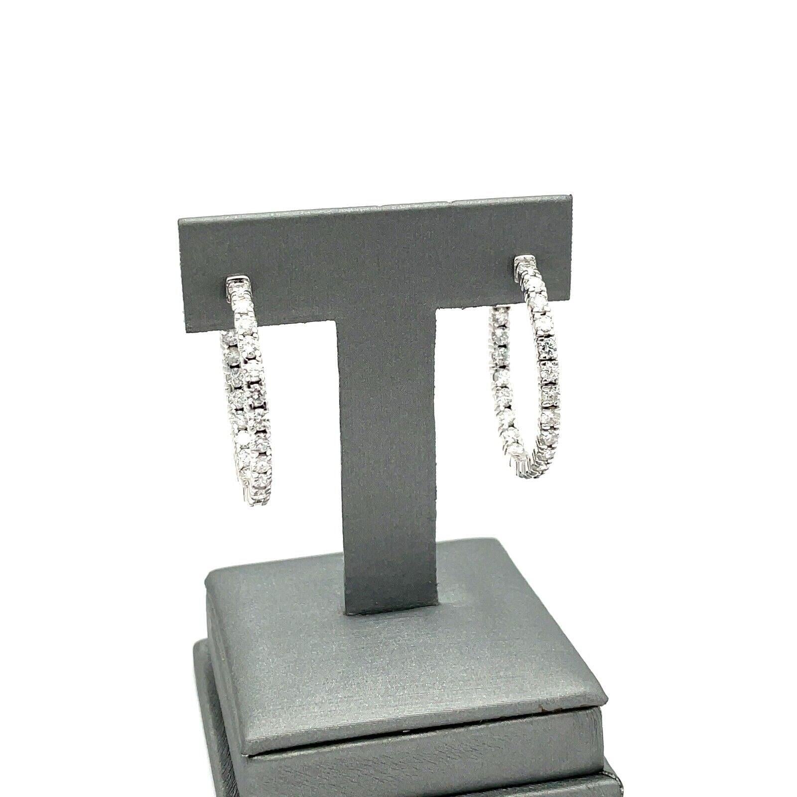 Natural 3.14ct Diamond 14k G-H  VS-clarity Hoop Earrings