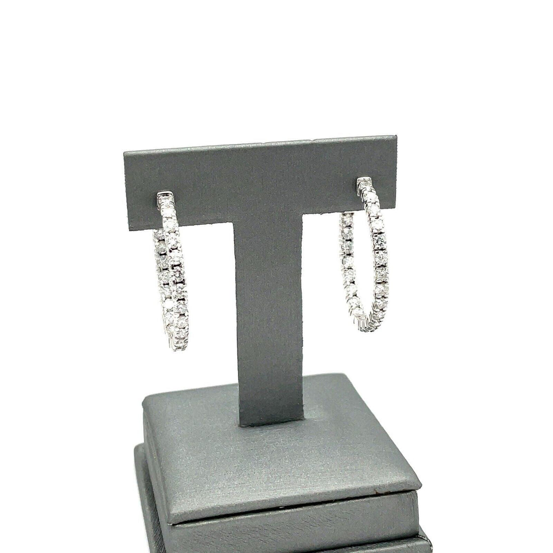 Natural 3.14ct Diamond 14k G-H  VS-clarity Hoop Earrings