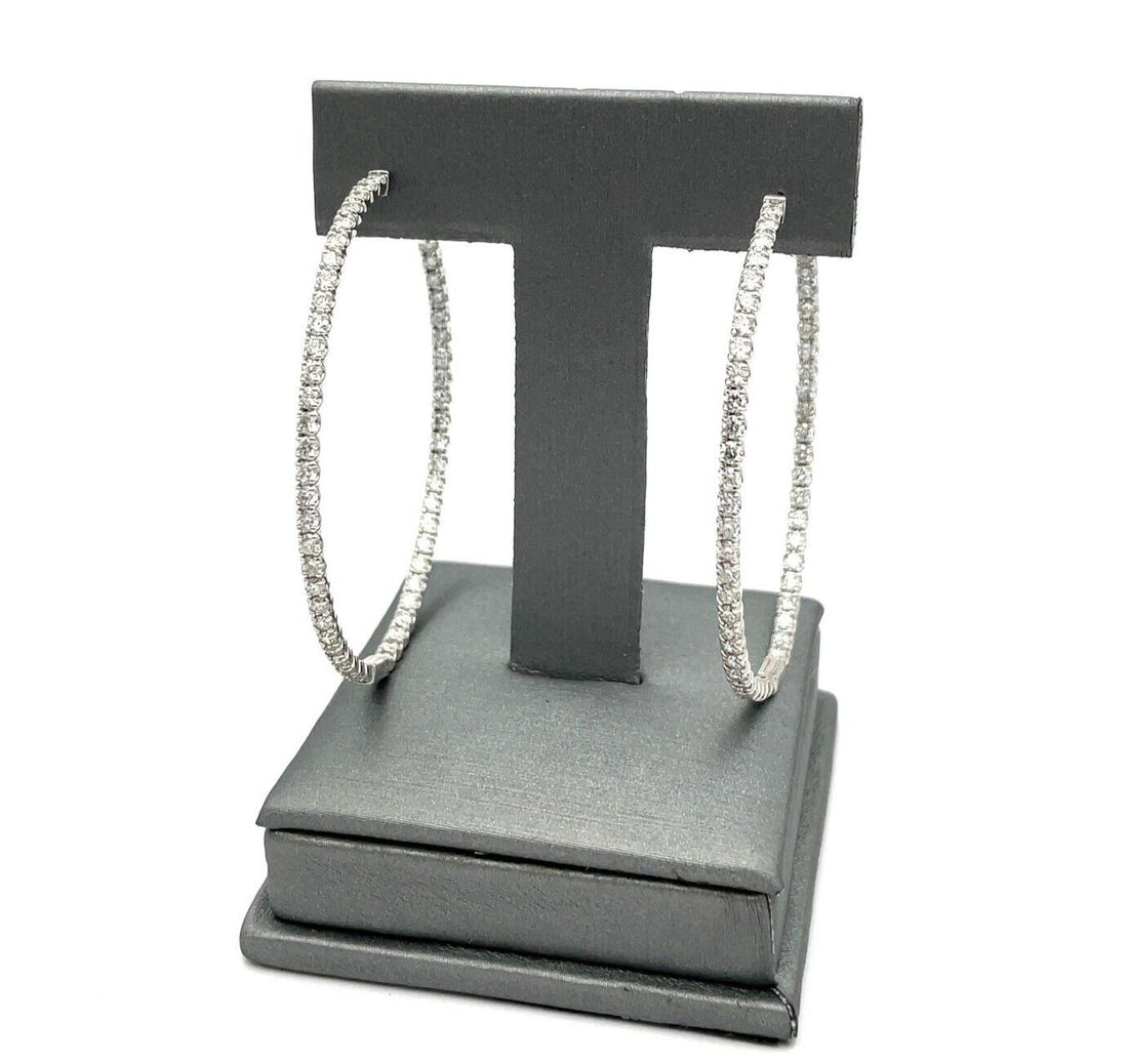 (Natural) 3.72ct Diamond Hoop Earrings