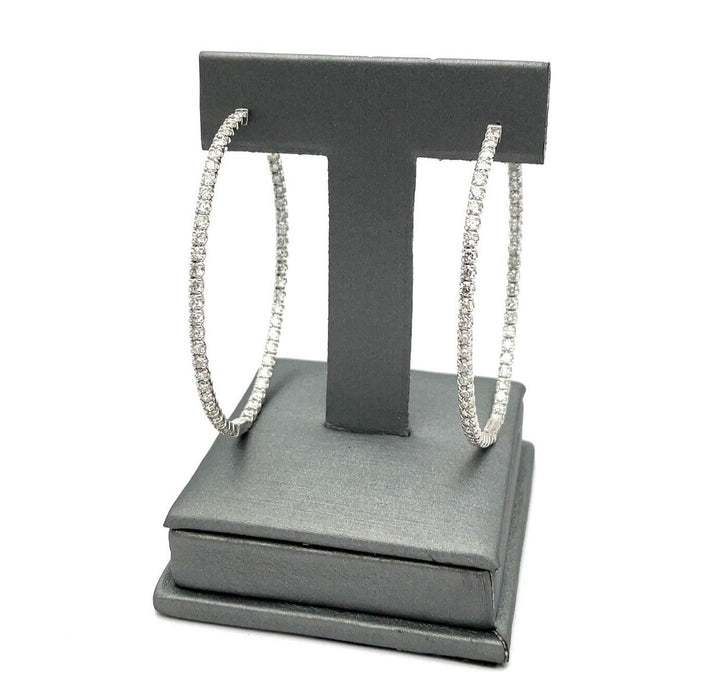 (Natural) 3.72ct Diamond Hoop Earrings