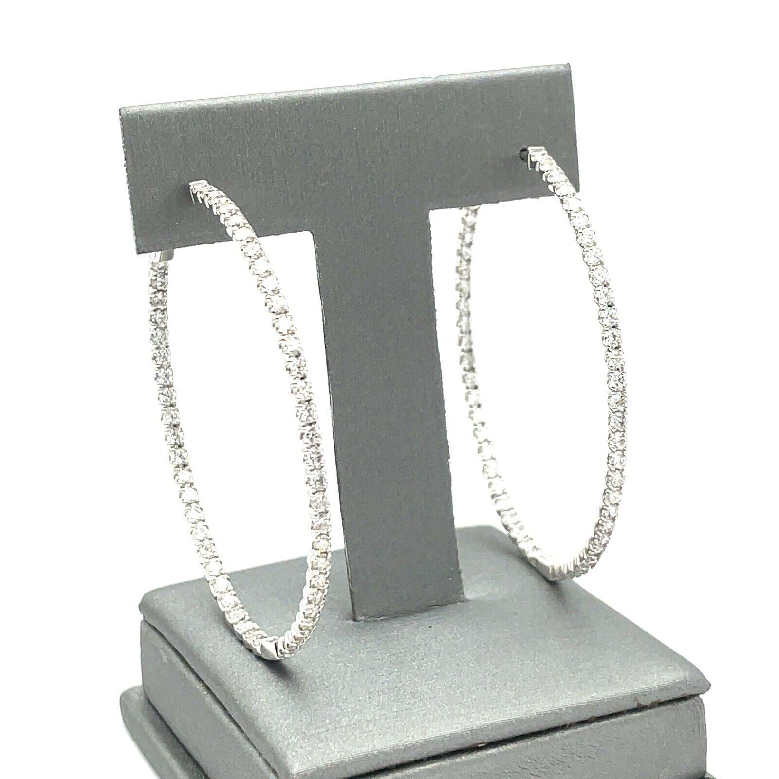 (Natural) 3.72ct Diamond Hoop Earrings