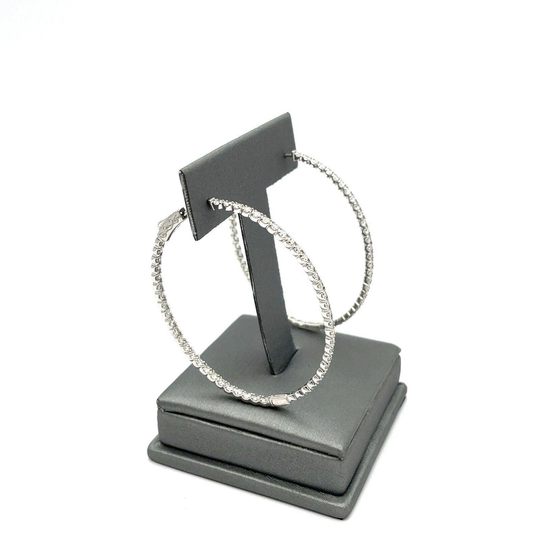 (Natural) 3.72ct Diamond Hoop Earrings