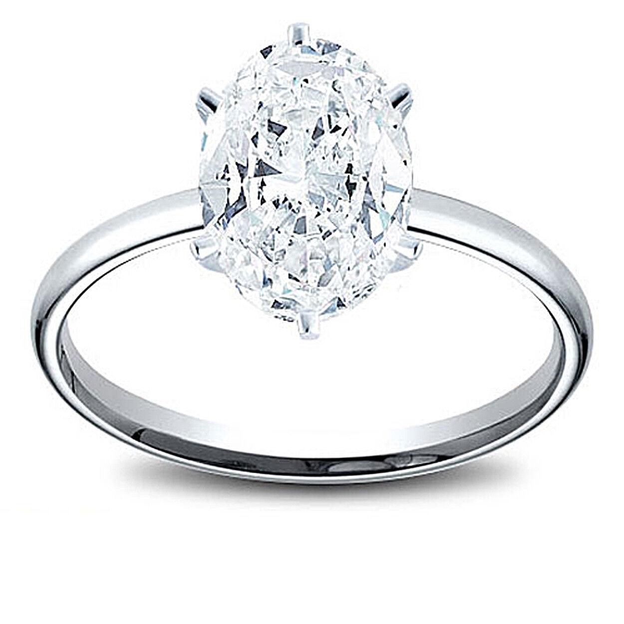 Natural 5.37ct Oval Cut Diamond Solitaire 14K W/G Engagement Ring F /VVS1