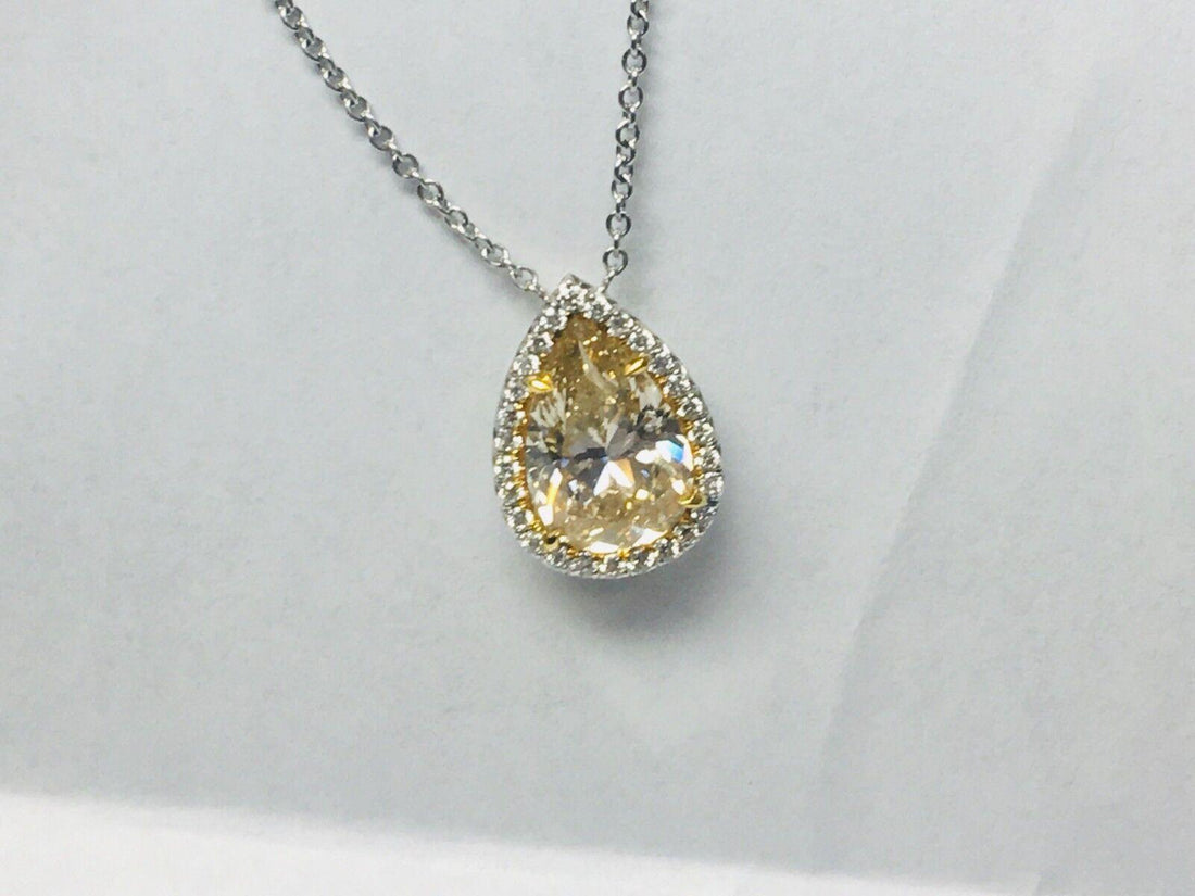 Natural 5.62carat canary yellow pear shape diamond pendant