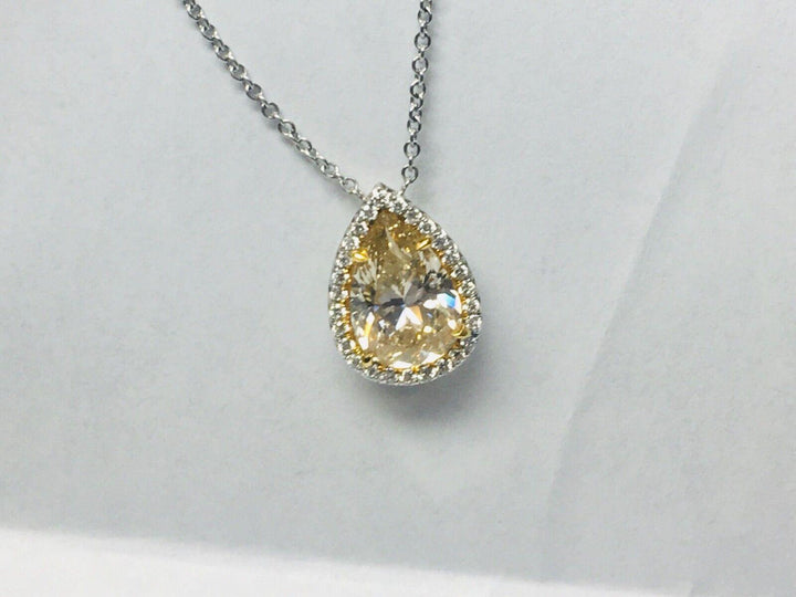 Natural 5.62carat canary yellow pear shape diamond pendant
