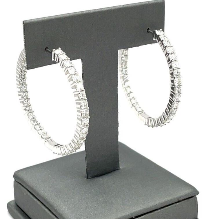 (Natural) 6.26ct 14k Diamond Hoop Earrings