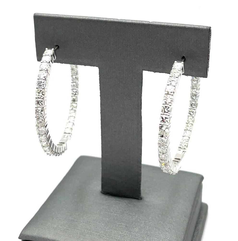 (Natural) 6.26ct 14k Diamond Hoop Earrings