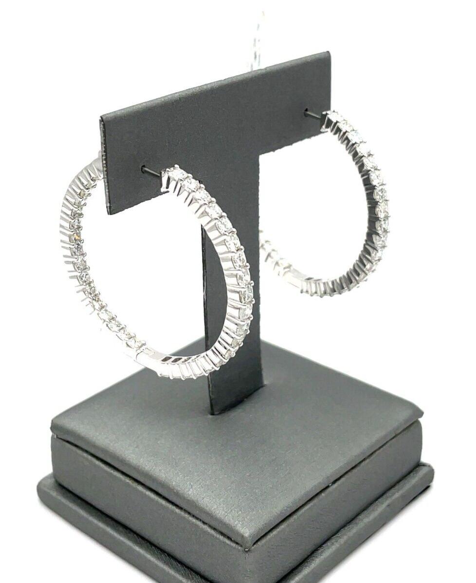 (Natural) 6.26ct 14k Diamond Hoop Earrings