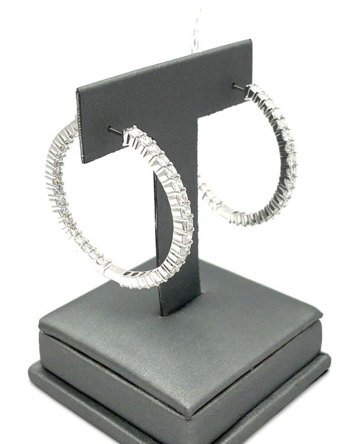 (Natural) 6.26ct 14k Diamond Hoop Earrings
