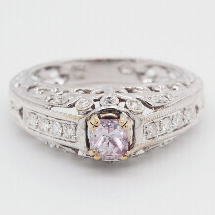 Natural Pink Diamond Engagement Ring in 18k Gold 0.74-Carat