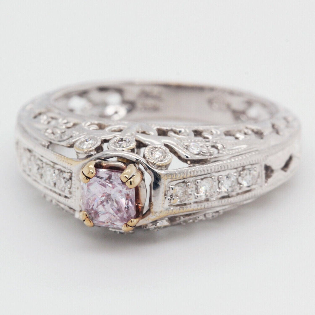 Natural Pink Diamond Engagement Ring in 18k Gold 0.74-Carat