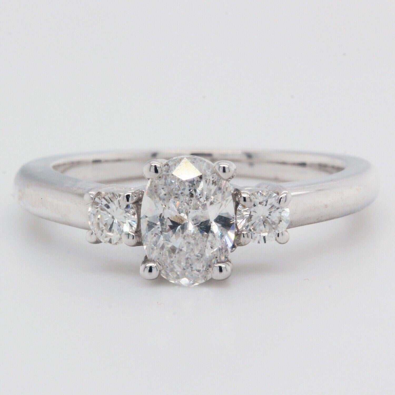 Natural Oval Engagement Ring Clarity Enhanced 1.24ct TCW 14 K White Gold