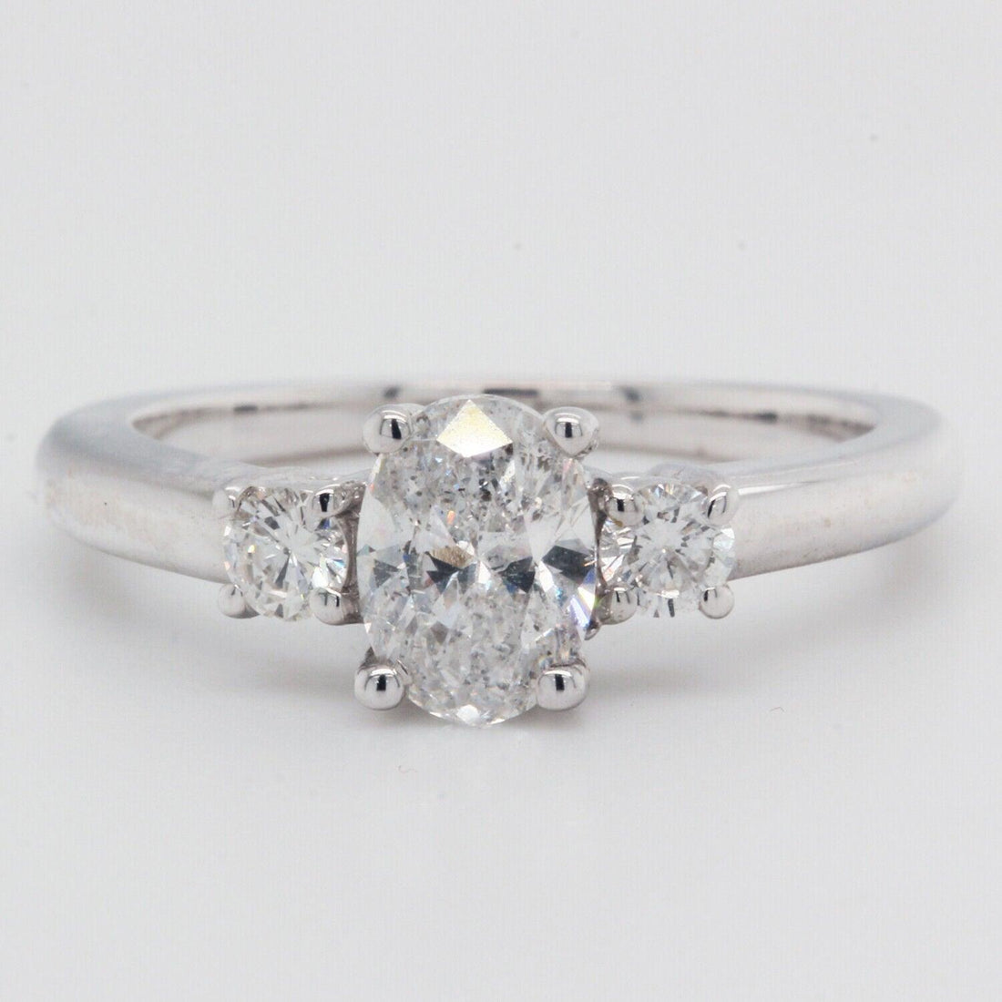 Natural Oval Engagement Ring Clarity Enhanced 1.24ct TCW 14 K White Gold