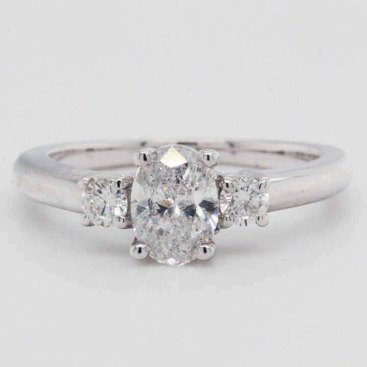 Natural Oval Engagement Ring Clarity Enhanced 1.24ct TCW 14 K White Gold