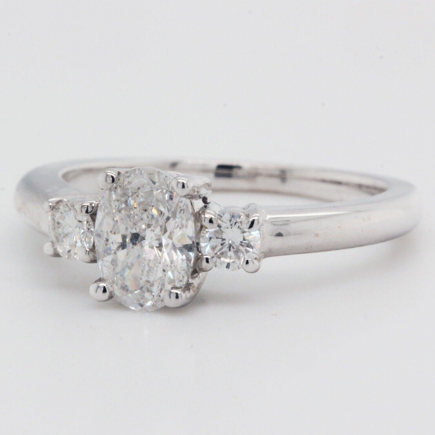 Natural Oval Engagement Ring Clarity Enhanced 1.24ct TCW 14 K White Gold