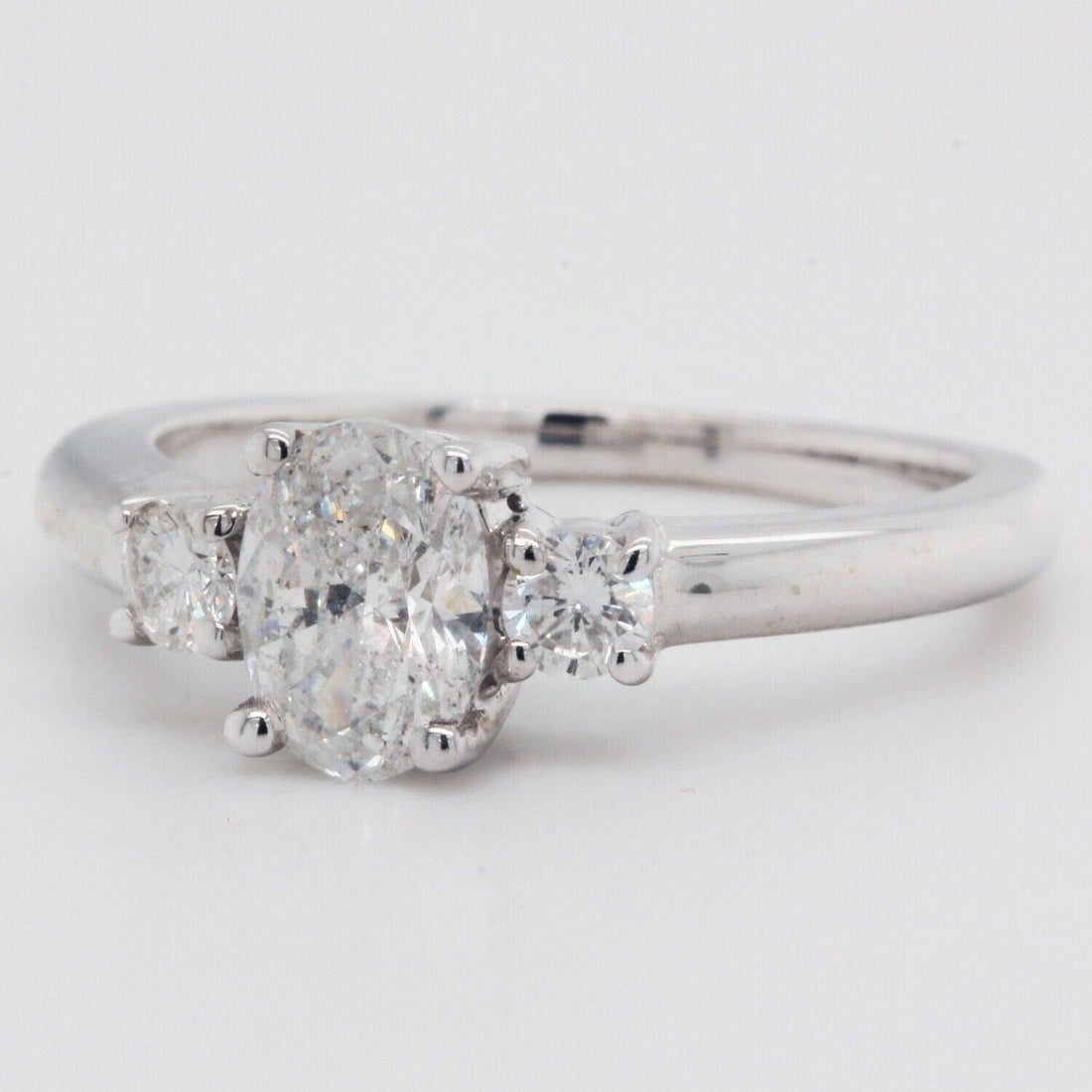 Natural Oval Engagement Ring Clarity Enhanced 1.24ct TCW 14 K White Gold