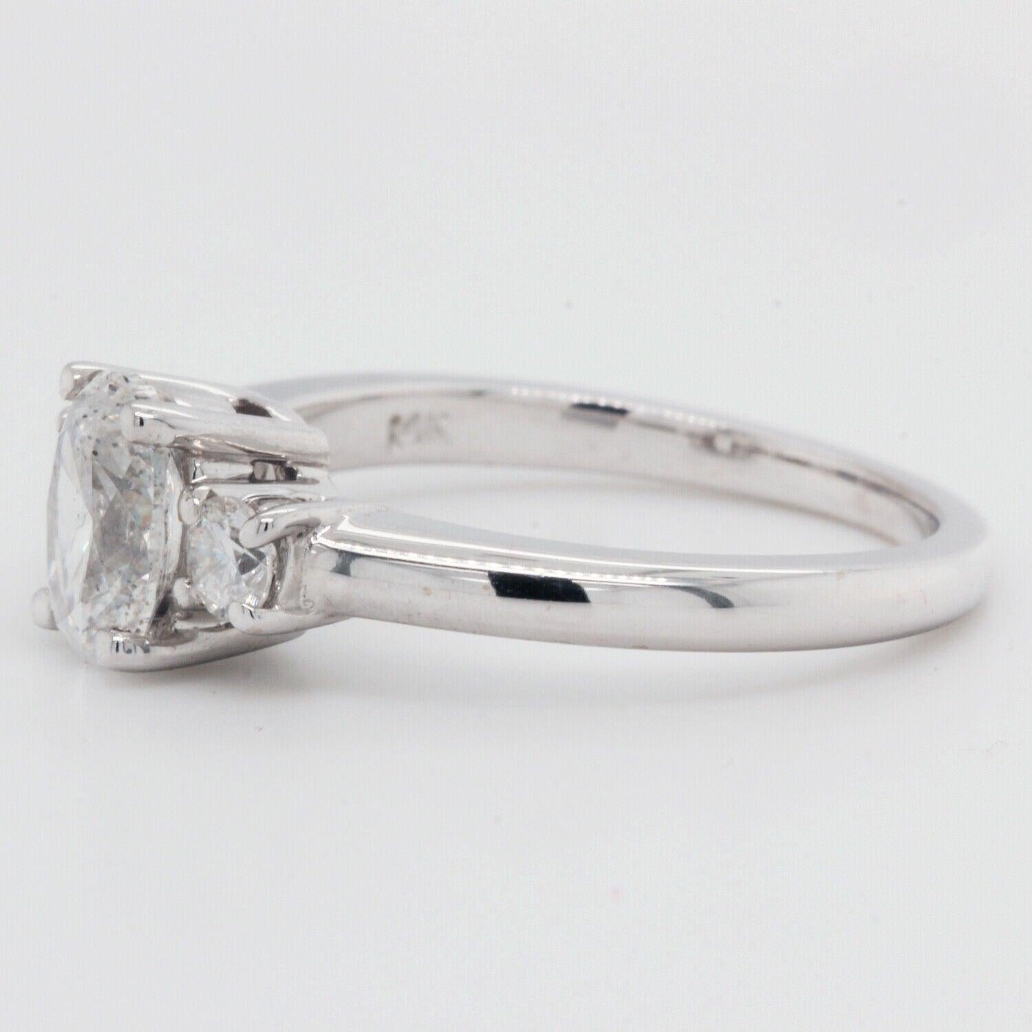 Natural Oval Engagement Ring Clarity Enhanced 1.24ct TCW 14 K White Gold