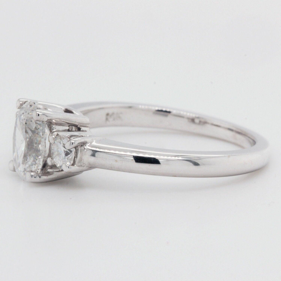 Natural Oval Engagement Ring Clarity Enhanced 1.24ct TCW 14 K White Gold