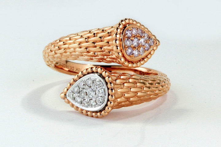 Natural Pink and white diamond 0.27 total carat weight Cocktail Ring in 18k