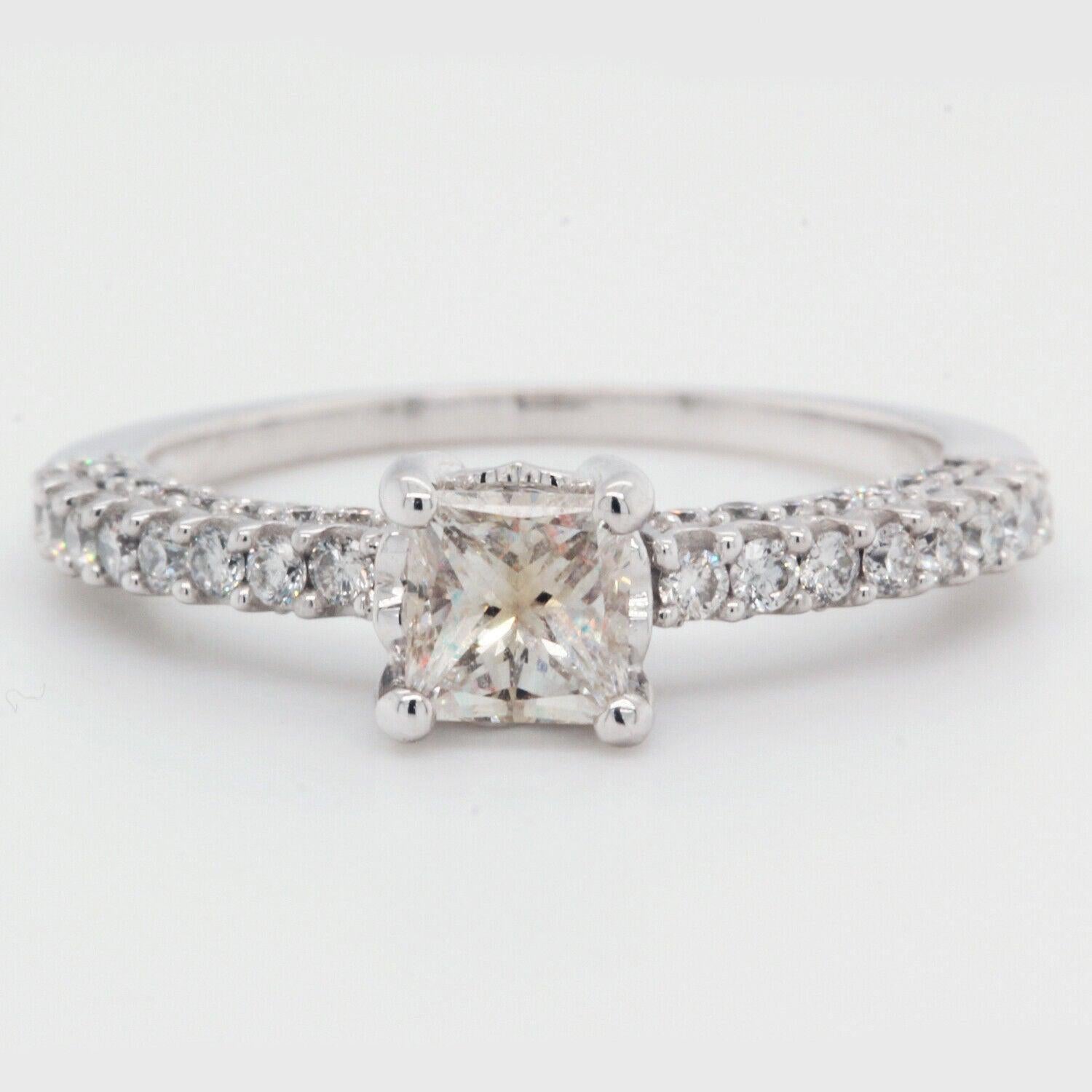 Natural Princess Cut Diamond Engagement Ring Clarity Enhanced 1.01ct t/w 14K