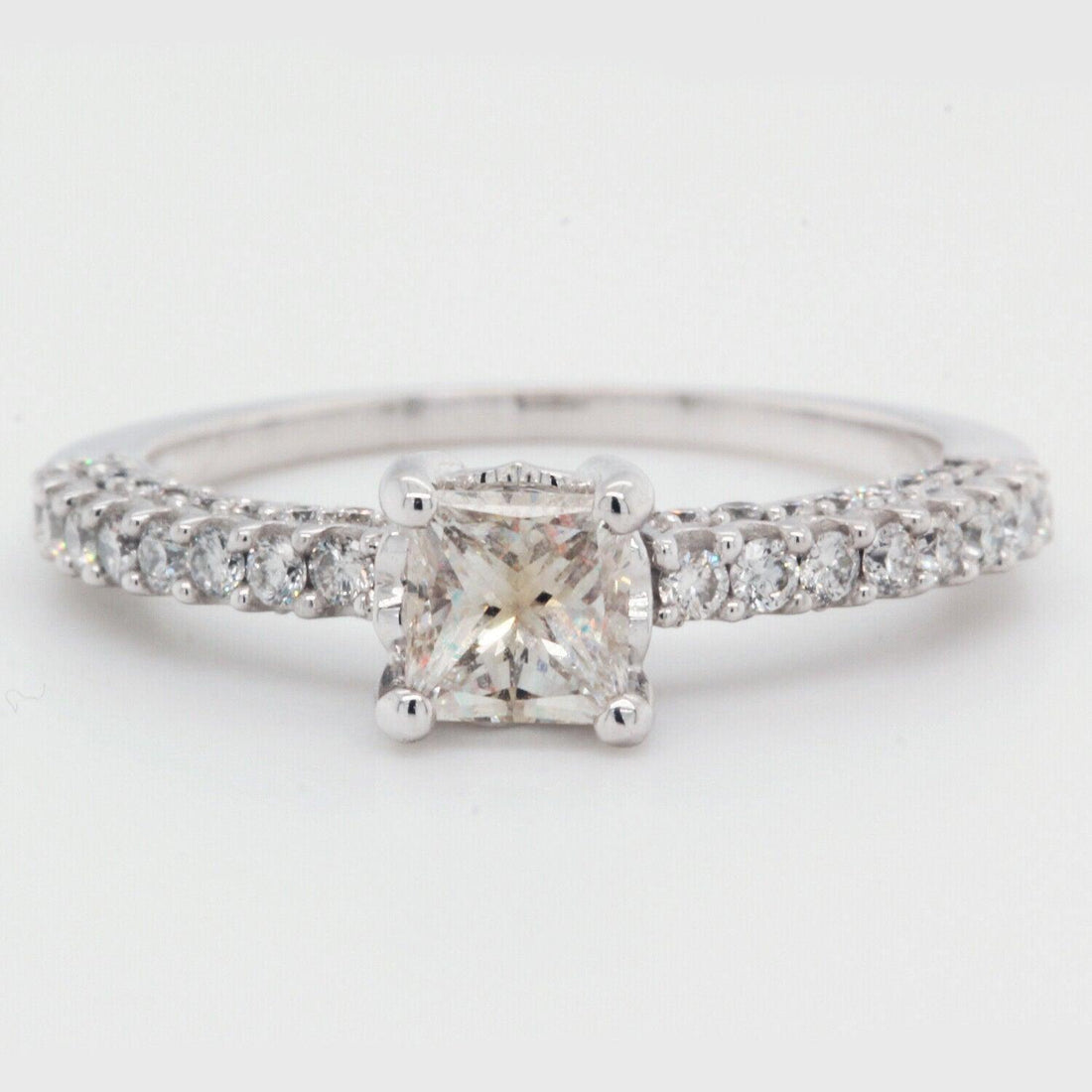 Natural Princess Cut Diamond Engagement Ring Clarity Enhanced 1.01ct t/w 14K