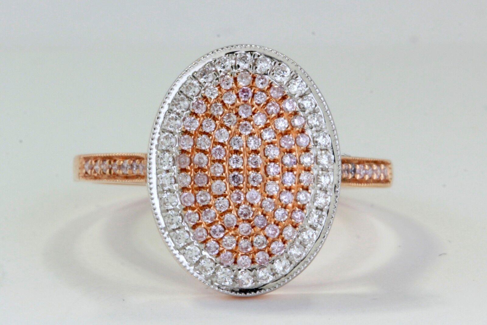 Natural White Diamonds and Pink Diamonds 0.27ct t/w Cocktail Ring set in 18k