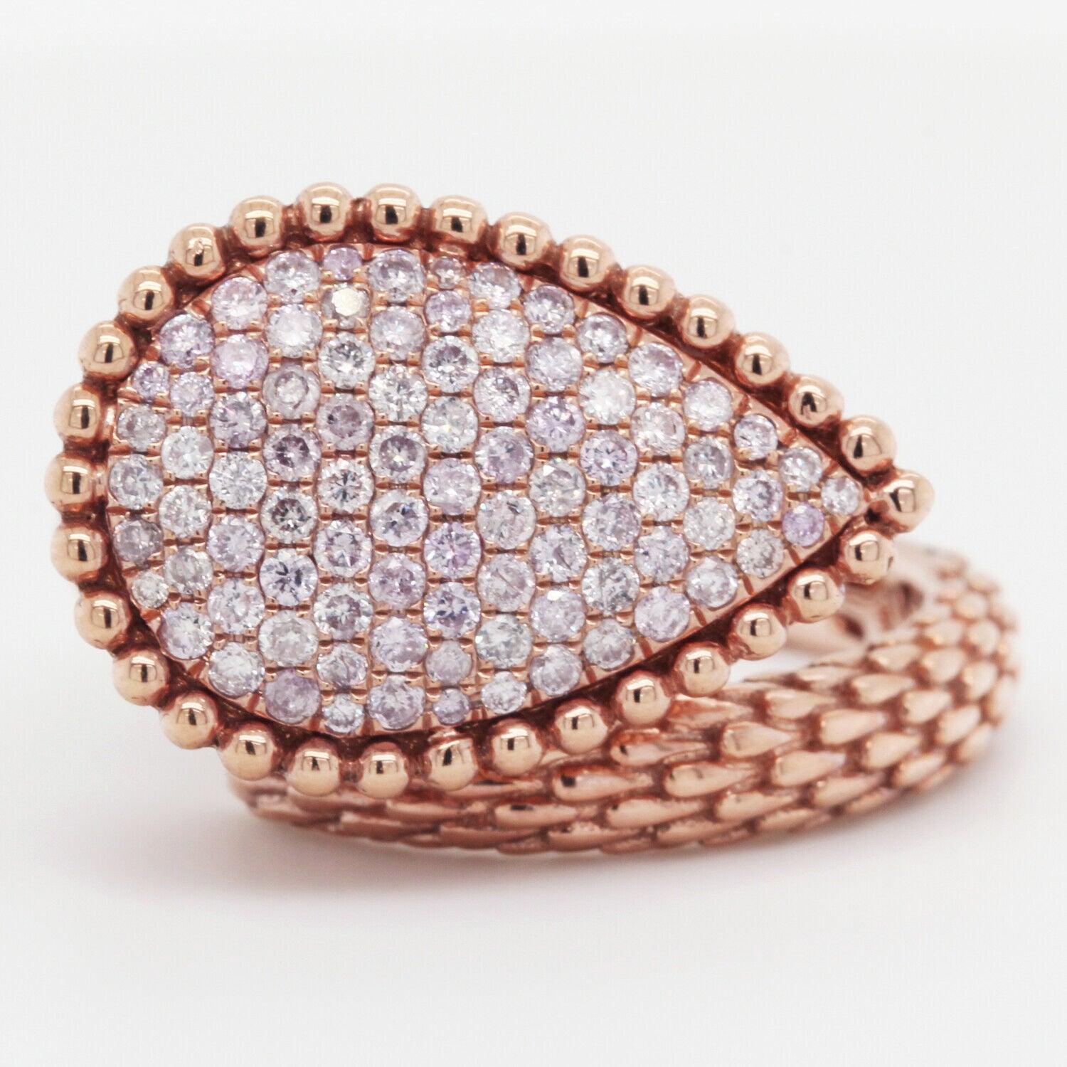 Pear Design Diamond Pave Designer Ring 0.88 TCW 18K Rose Gold