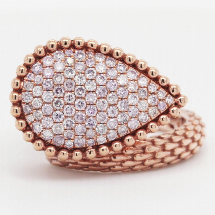 Pear Design Diamond Pave Designer Ring 0.88 TCW 18K Rose Gold