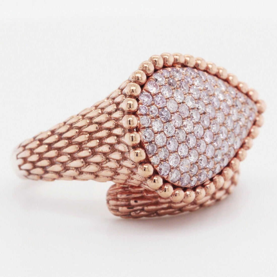 Pear Design Diamond Pave Designer Ring 0.88 TCW 18K Rose Gold