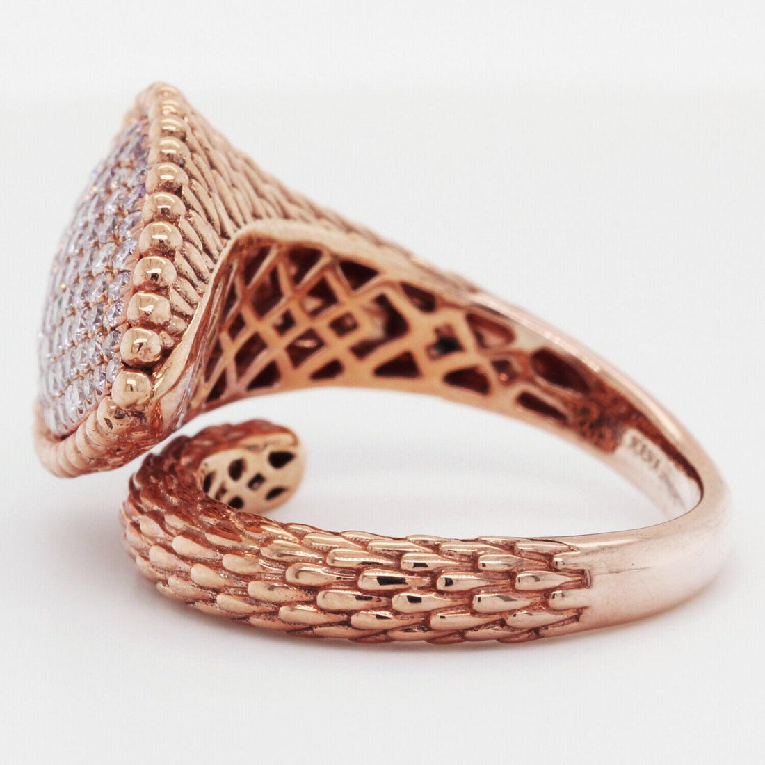 Pear Design Diamond Pave Designer Ring 0.88 TCW 18K Rose Gold