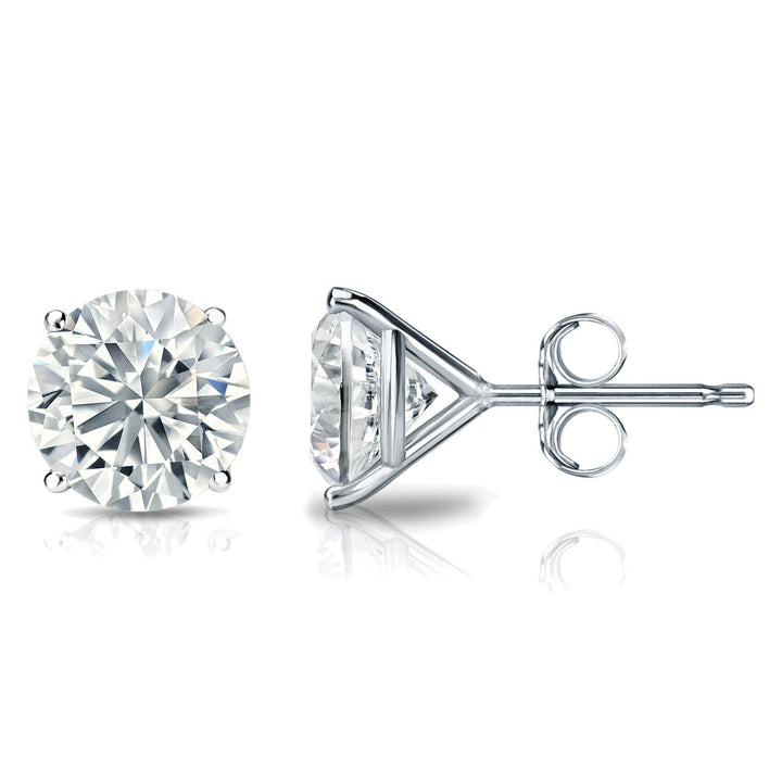 LAB-GROWN 6.39Ct Round Diamond G-VS2 14K 4-PRONG Stud Solitaire Earrings Lab