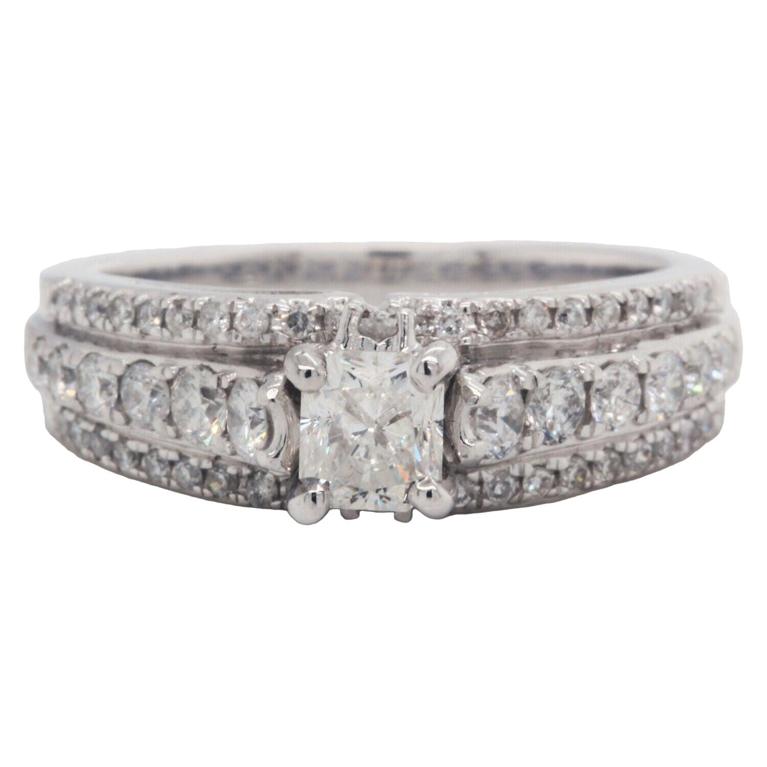 Radiant Cut Diamond Engagement Ring Clarity Enhanced 1.54 TCW 14K White Gold