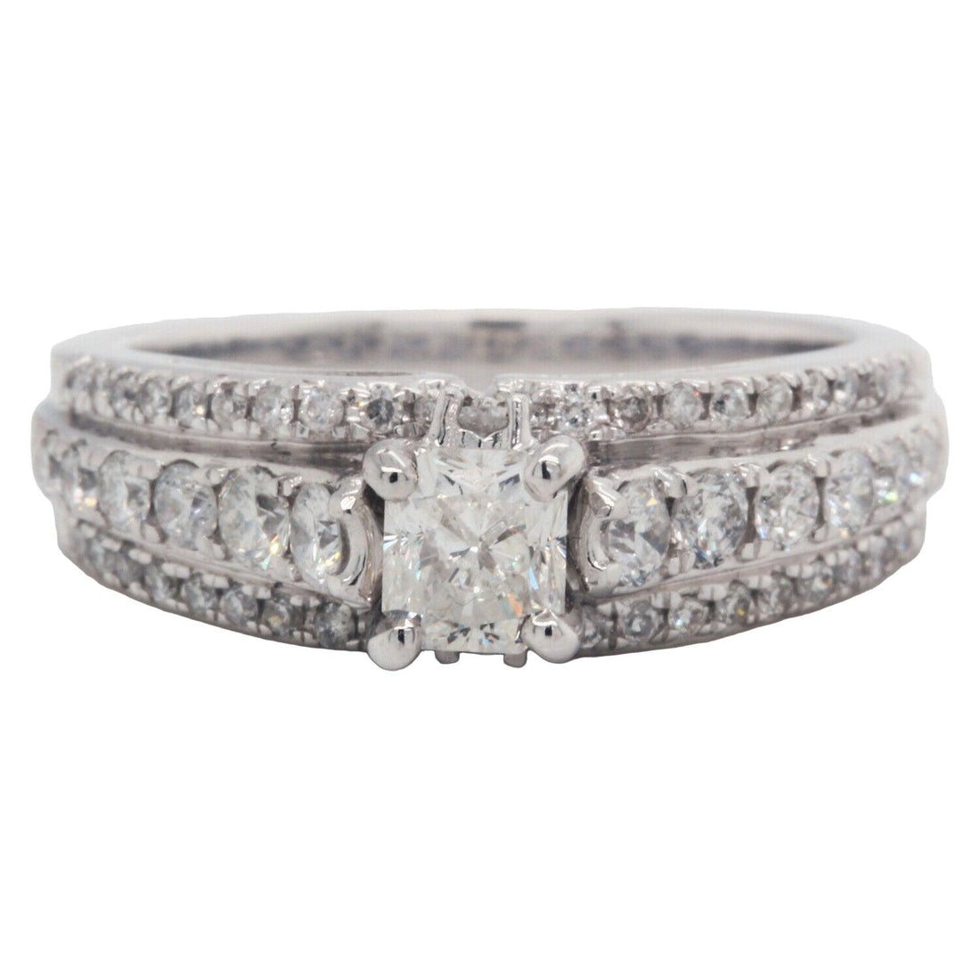 Radiant Cut Diamond Engagement Ring Clarity Enhanced 1.54 TCW 14K White Gold