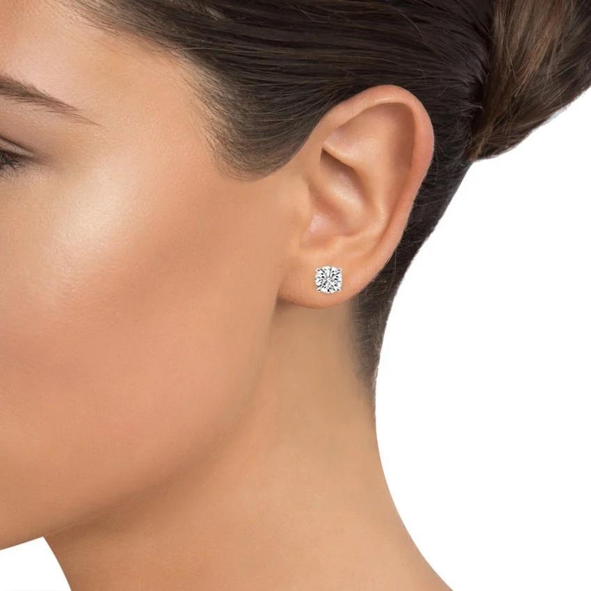Lab Grown 5.03Ct Round Diamond Stud Solitaire Earrings