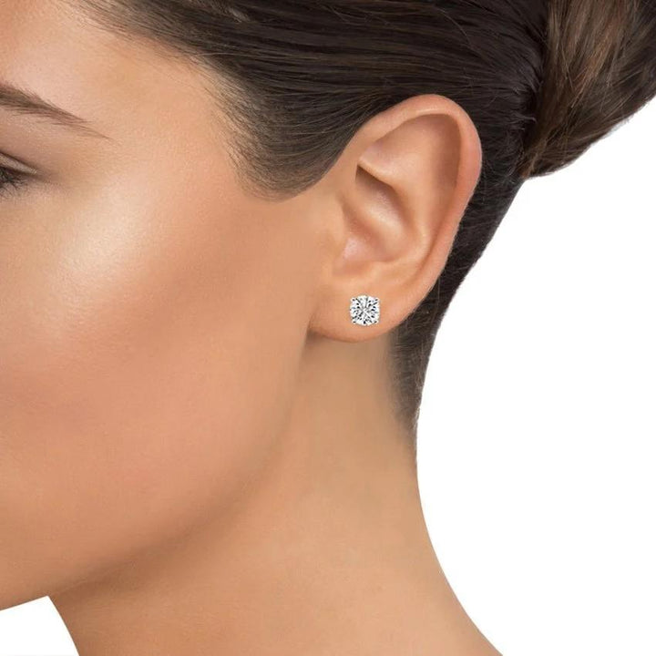 Lab Grown 5.03Ct Round Diamond Stud Solitaire Earrings