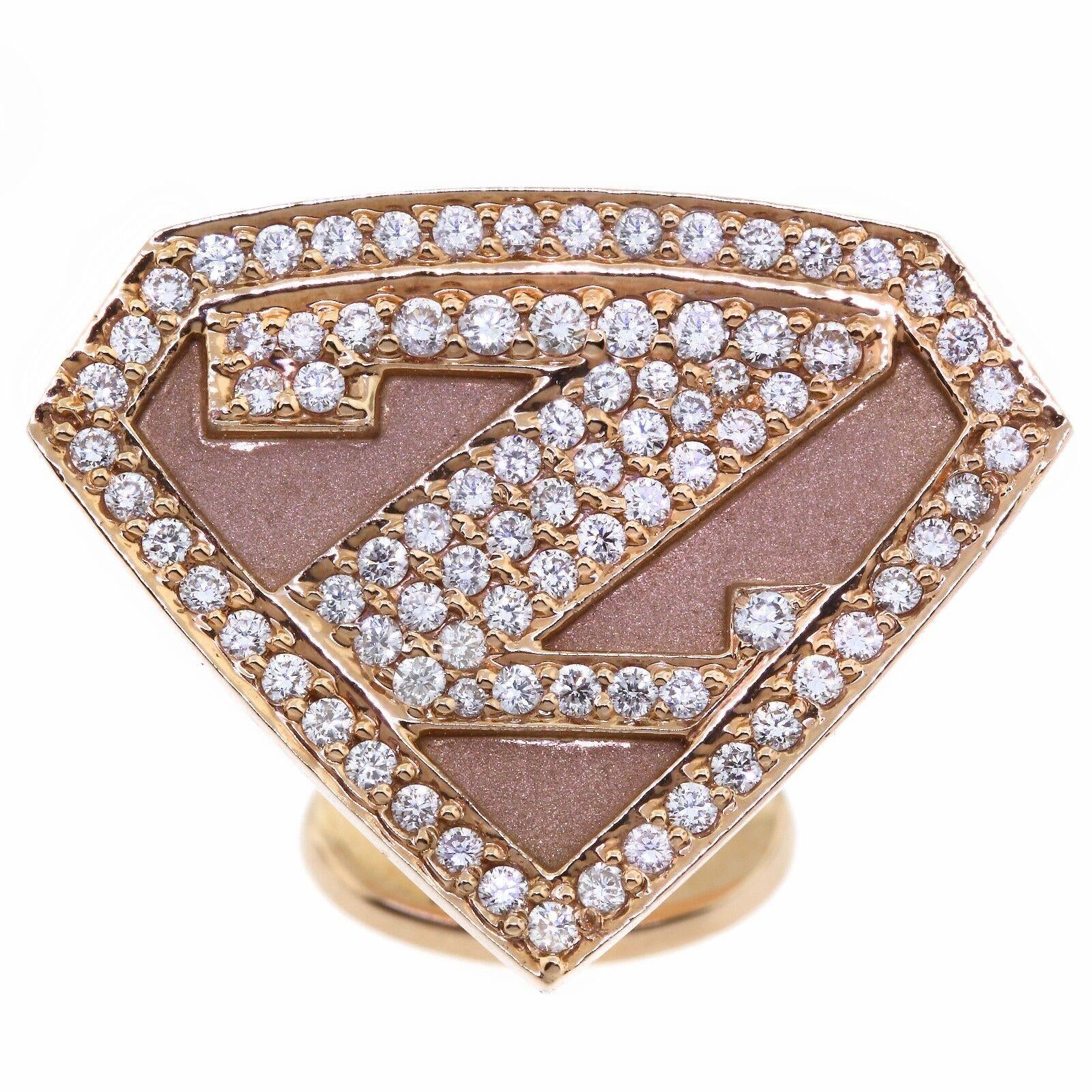 Superhero Logo Cufflinks with 1.25 tcw Round Cut Diamonds 18k Rose Gold