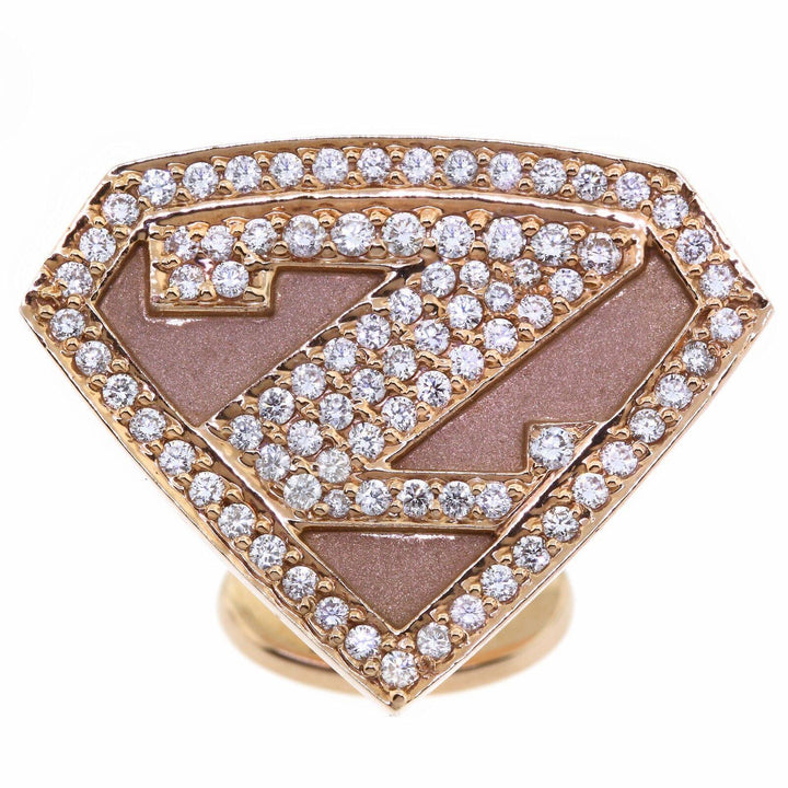 Superhero Logo Cufflinks with 1.25 tcw Round Cut Diamonds 18k Rose Gold