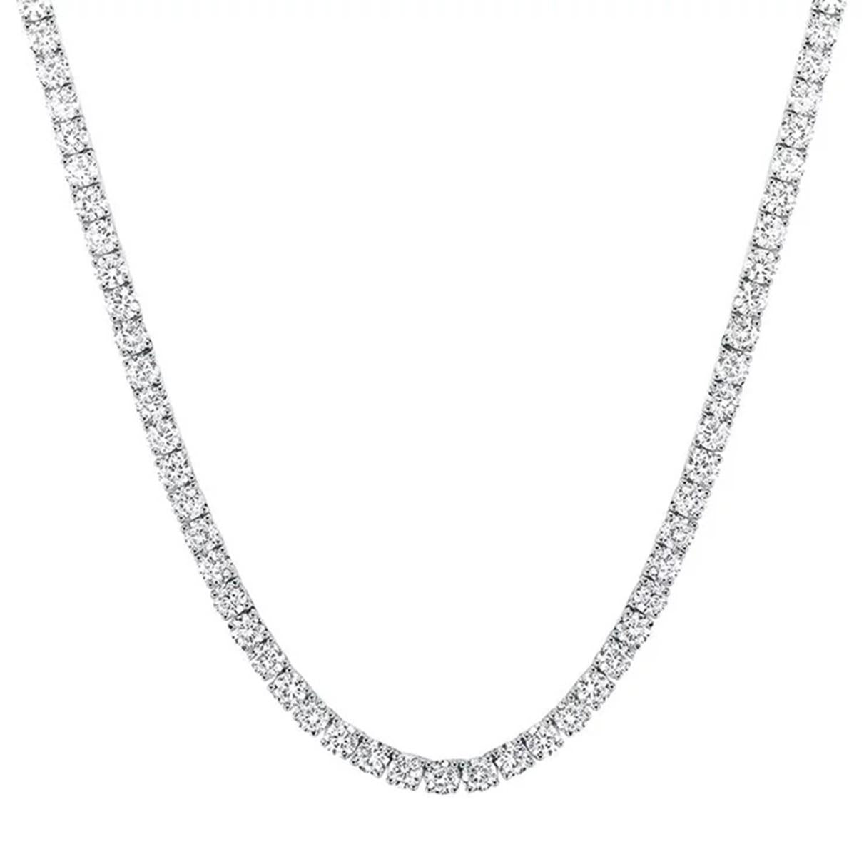 Natural 18" Diamond Tennis Necklace G-H SI2 14K White Gold 14.87ct t/w 4 Prong
