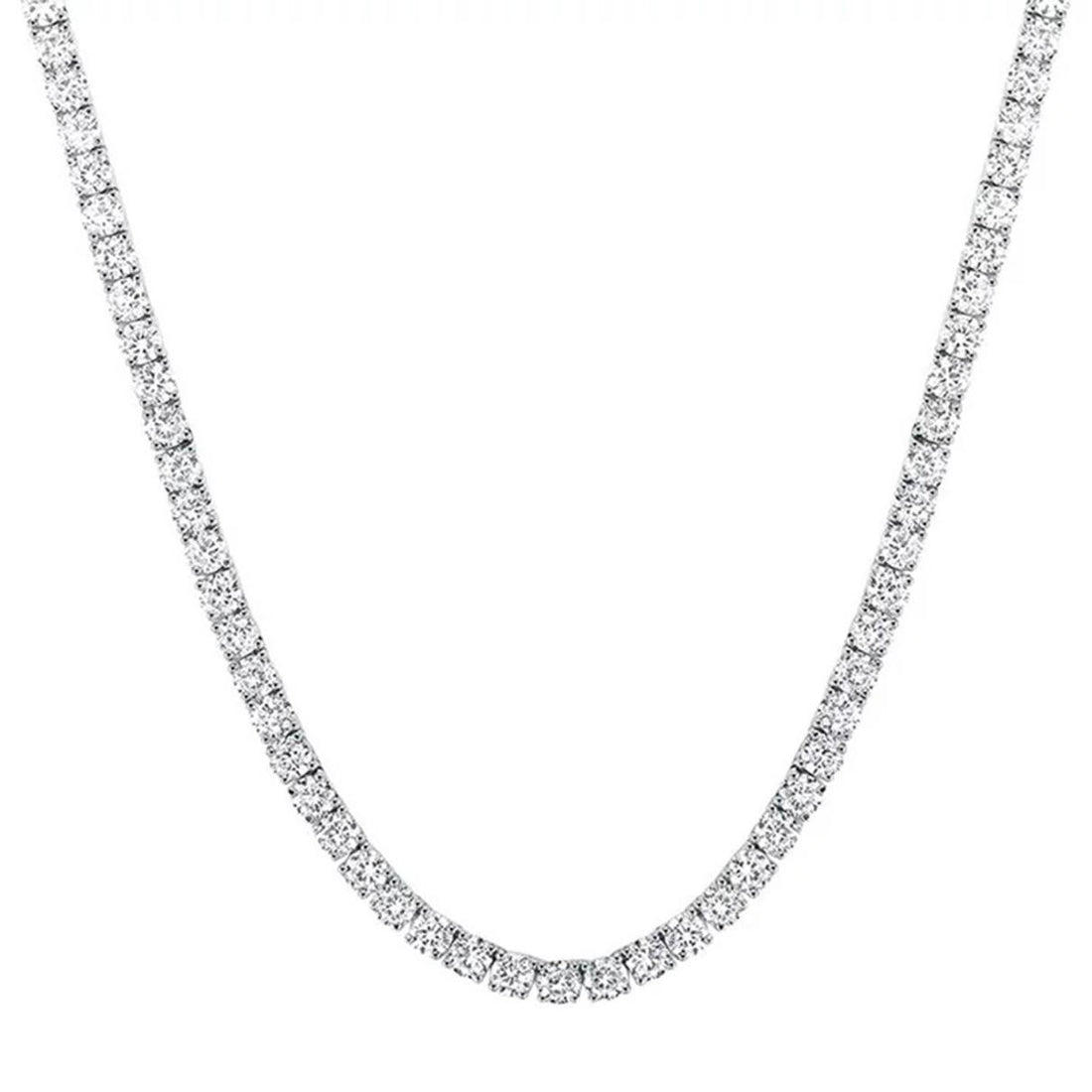 Natural 18" Diamond Tennis Necklace G-H SI2 14K White Gold 14.87ct t/w 4 Prong