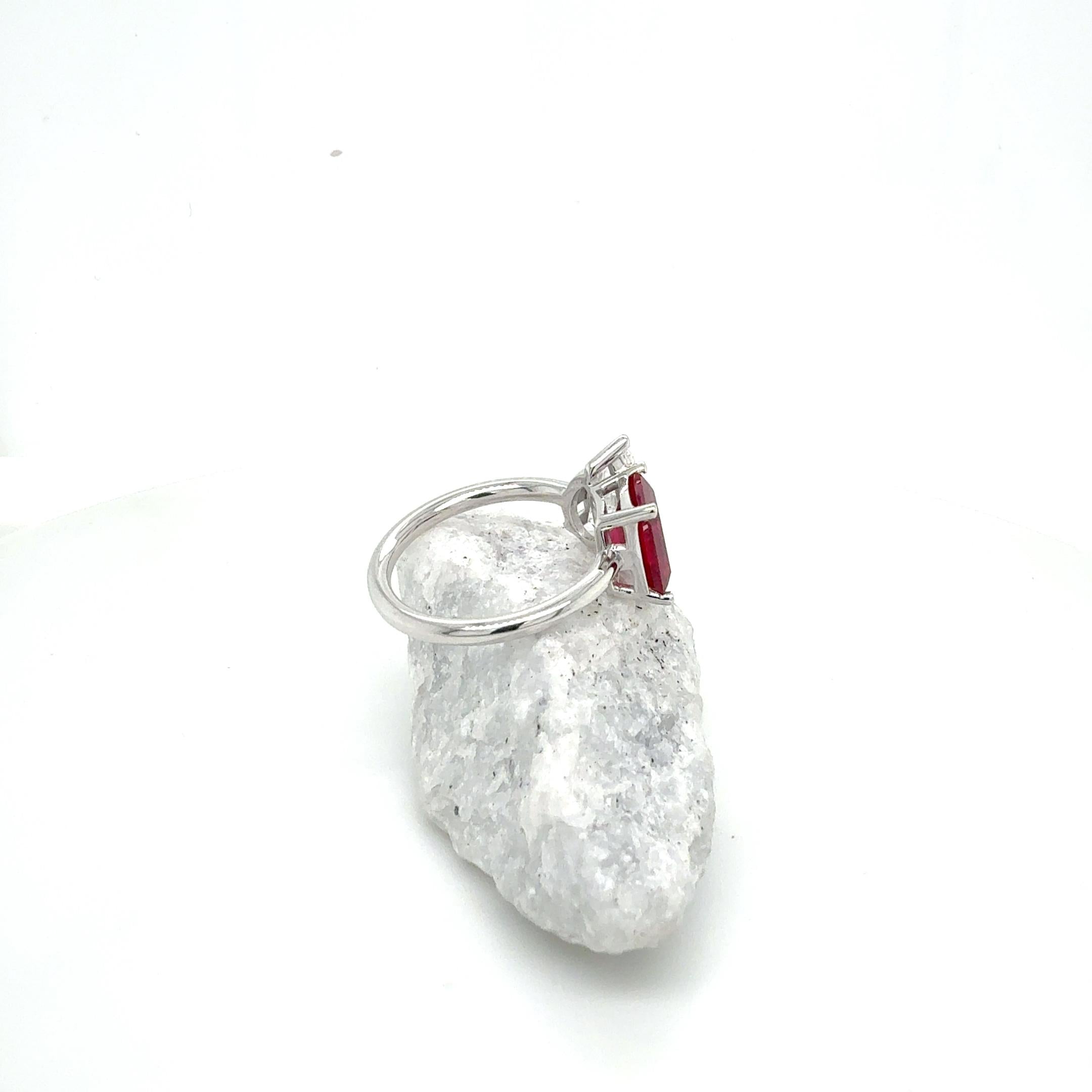 4ctw Lab-Grown 14k white gold ruby & diamond toi fashion ring