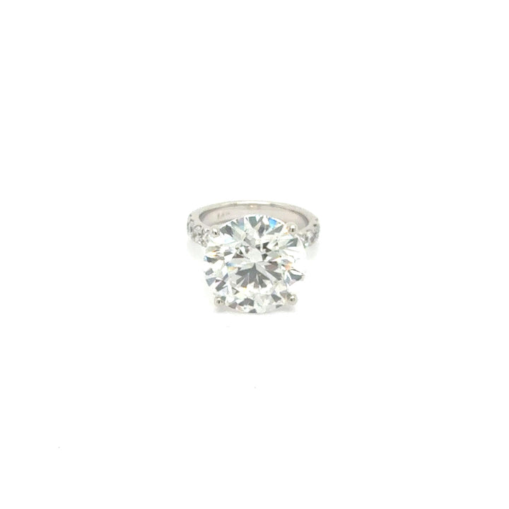 7.5ct Round Diamond Solitaire Ring 14K White Gold Pave Engagement Ring