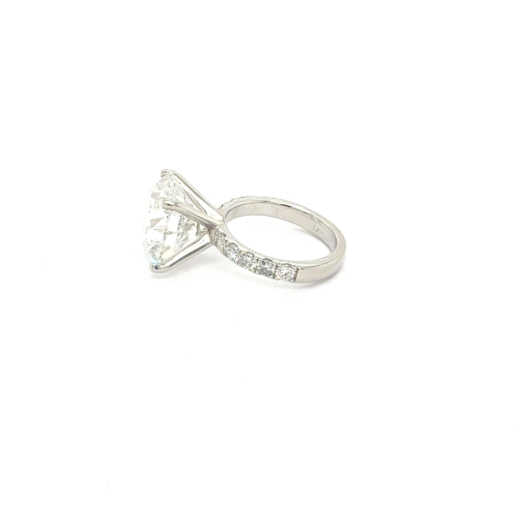 7.5ct Round Diamond Solitaire Ring 14K White Gold Pave Engagement Ring