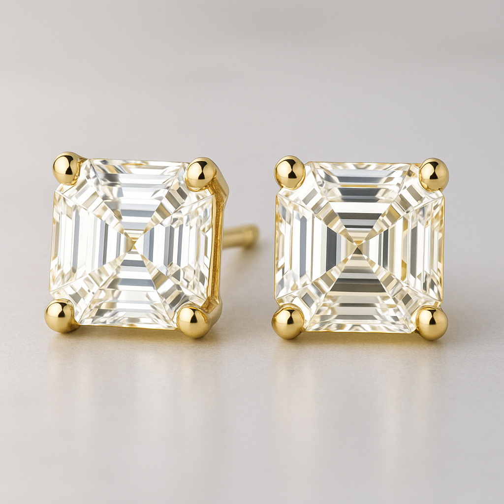 6.00 Carat Asscher Cut Diamond Earrings Lab Grown