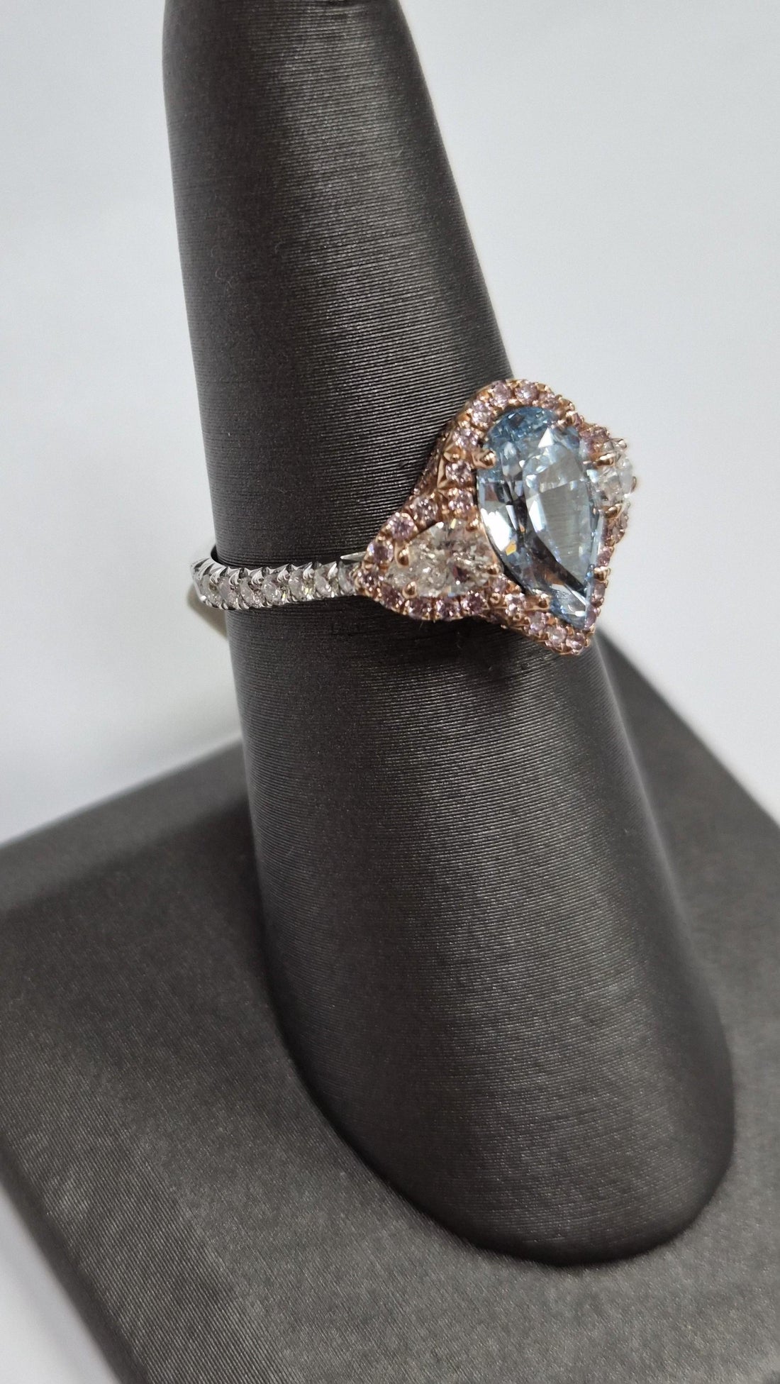 Pear-Shaped 2.69 Carat Blue Diamond Ring Size 6.25