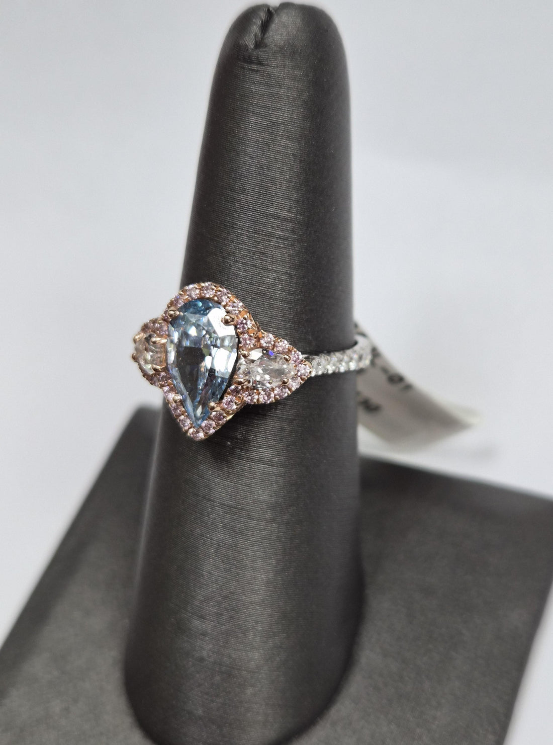 Pear-Shaped 2.69 Carat Blue Diamond Ring Size 6.25