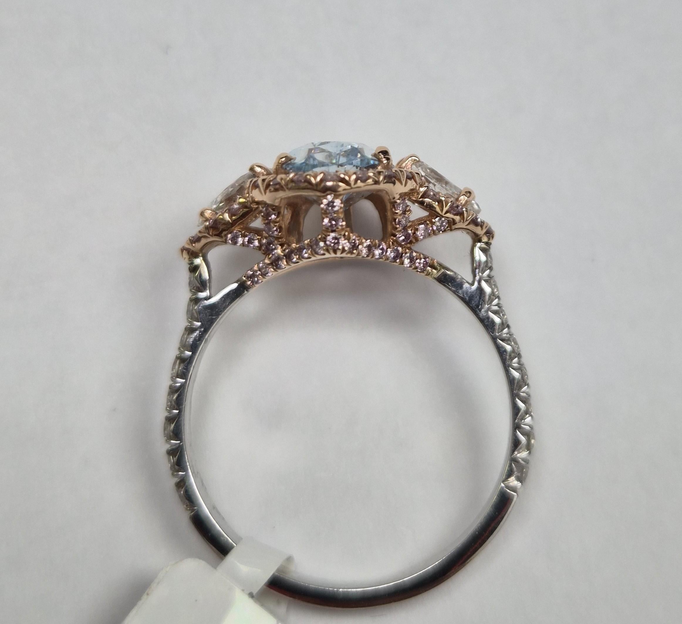 Pear-Shaped 2.69 Carat Blue Diamond Ring Size 6.25
